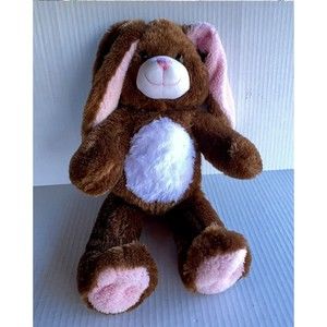 Build a Bear Dark Brown Bunny Rabbit Easter Plush Teddy Sparkly Ears 18”